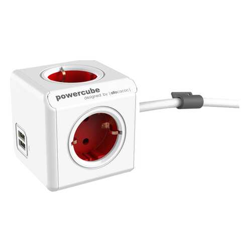 Удлинитель Allocacoc 1402RD/DEEUPC, 4 розетки, 1,5 м, White/Red в Кей